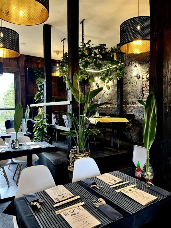 Wnętrze restauracji z roślinami